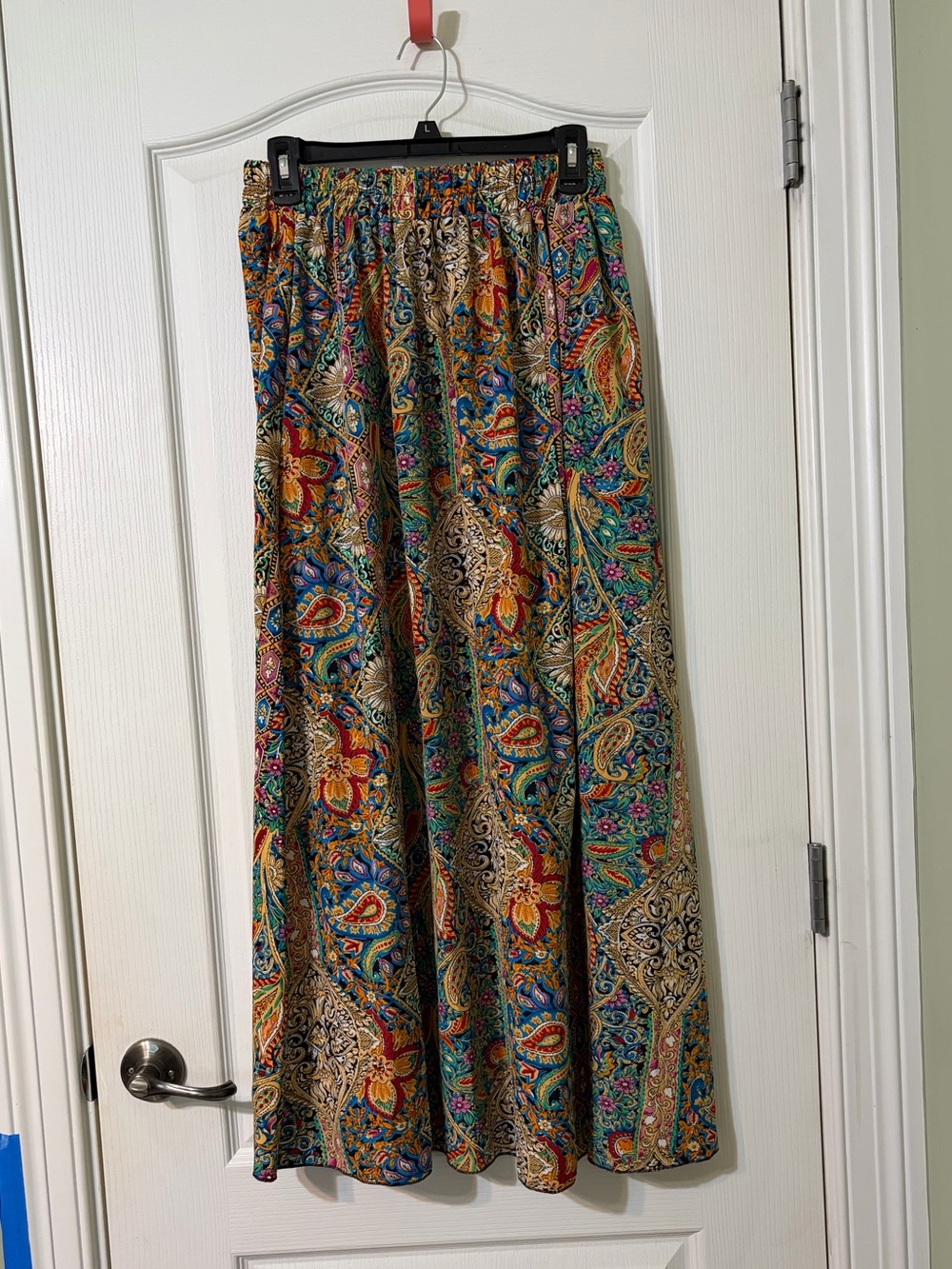 Bohemian Multicolor Paisley Maxi Skirt - Elastic Waist